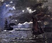 A Seascape,Shipping by Moonlight Claude Monet
